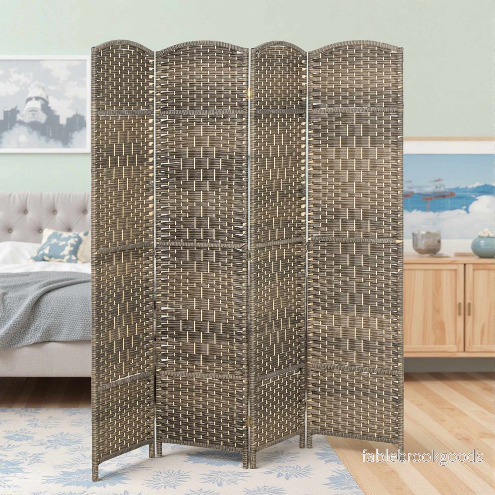 Rumsavdelare, 4-panels vikskärm, furu, svart - Bild 2