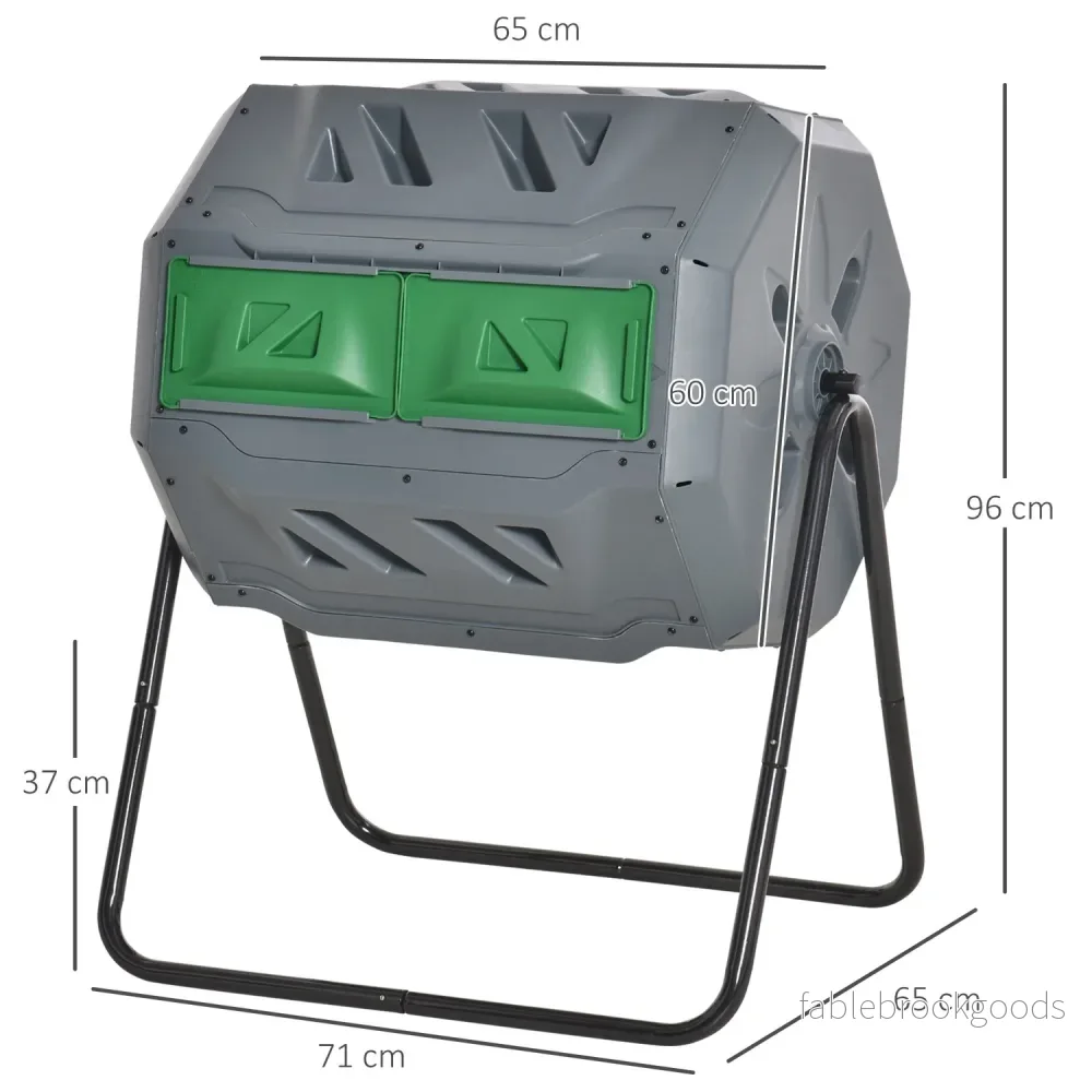 Roterande trumkompostor 160L – Dual Chamber Effektiv grå - Bild 3