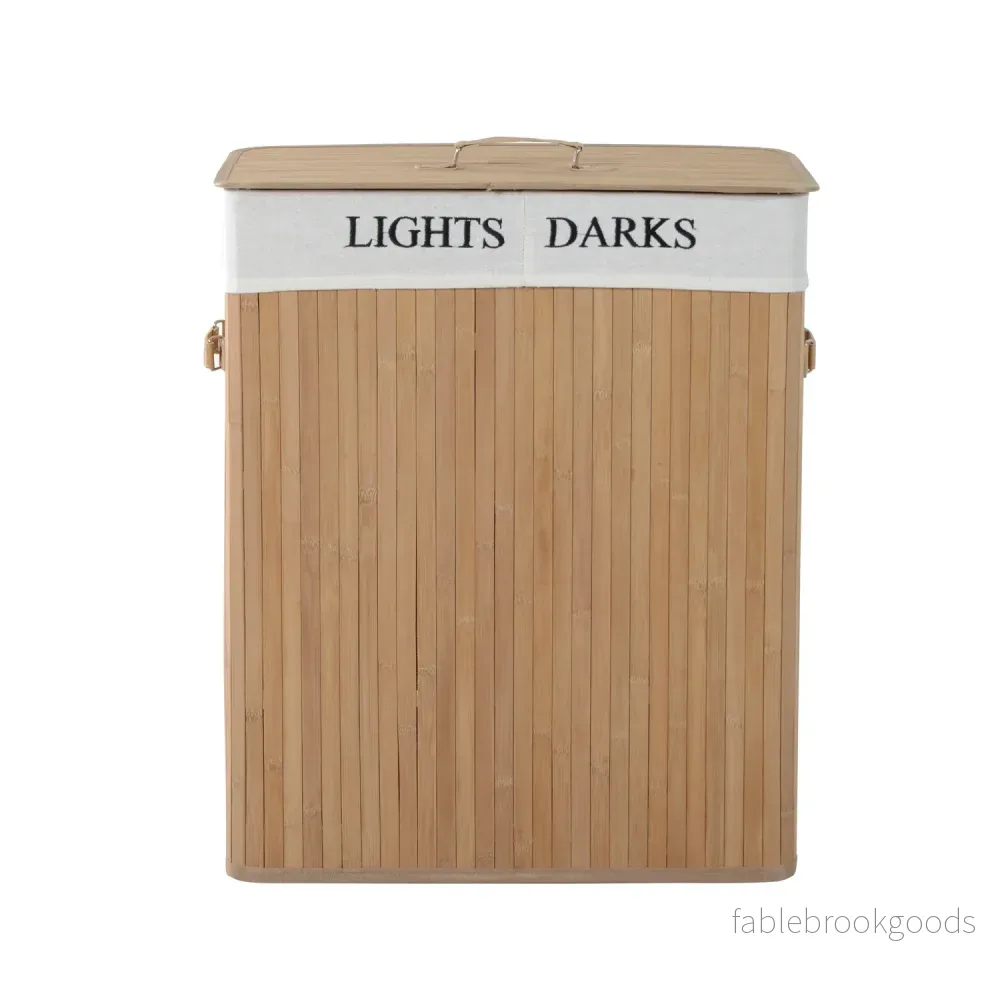 Tvättkorg med lock, bambu ram, 100L kapacitet - Bild 2