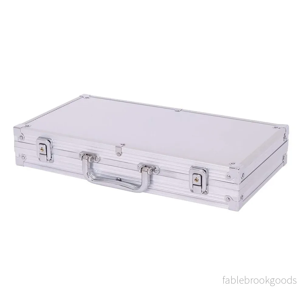 Pokerset – pokerfodral laserchips aluminiumfodral inklusive komplett set – 300 – Silver - Bild 2