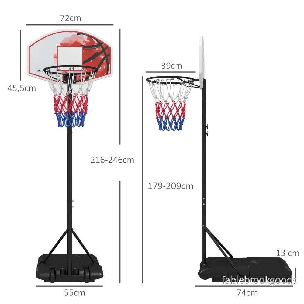 Justerbar utomhusbasketbåge med hjul – stål, flerfärgad - Bild 2