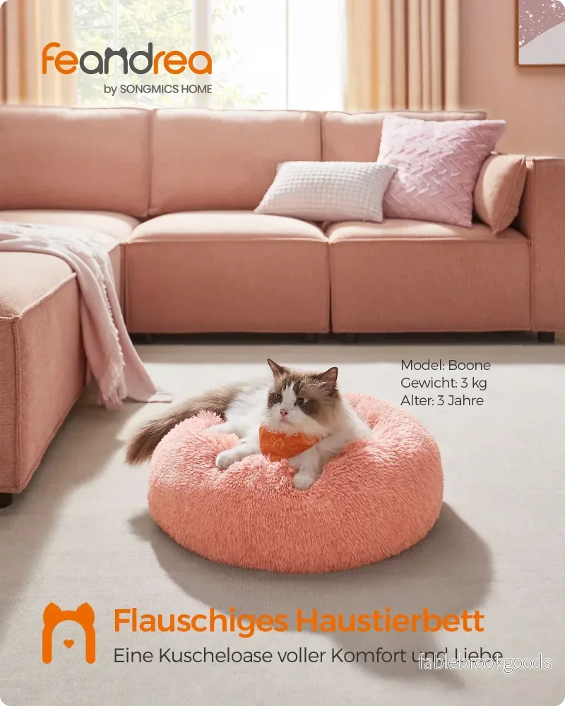 Hundbädd – avtagbar fyllning – plysch – rosa - Bild 2