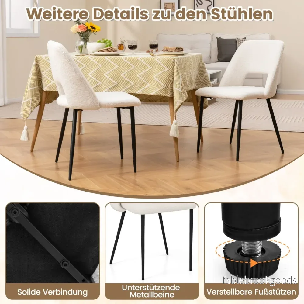 Set – med matsalsstolar stoppade köksstolar ryggstöd – 2 48,5 x 57 x 85 cm – Beige - Bild 2