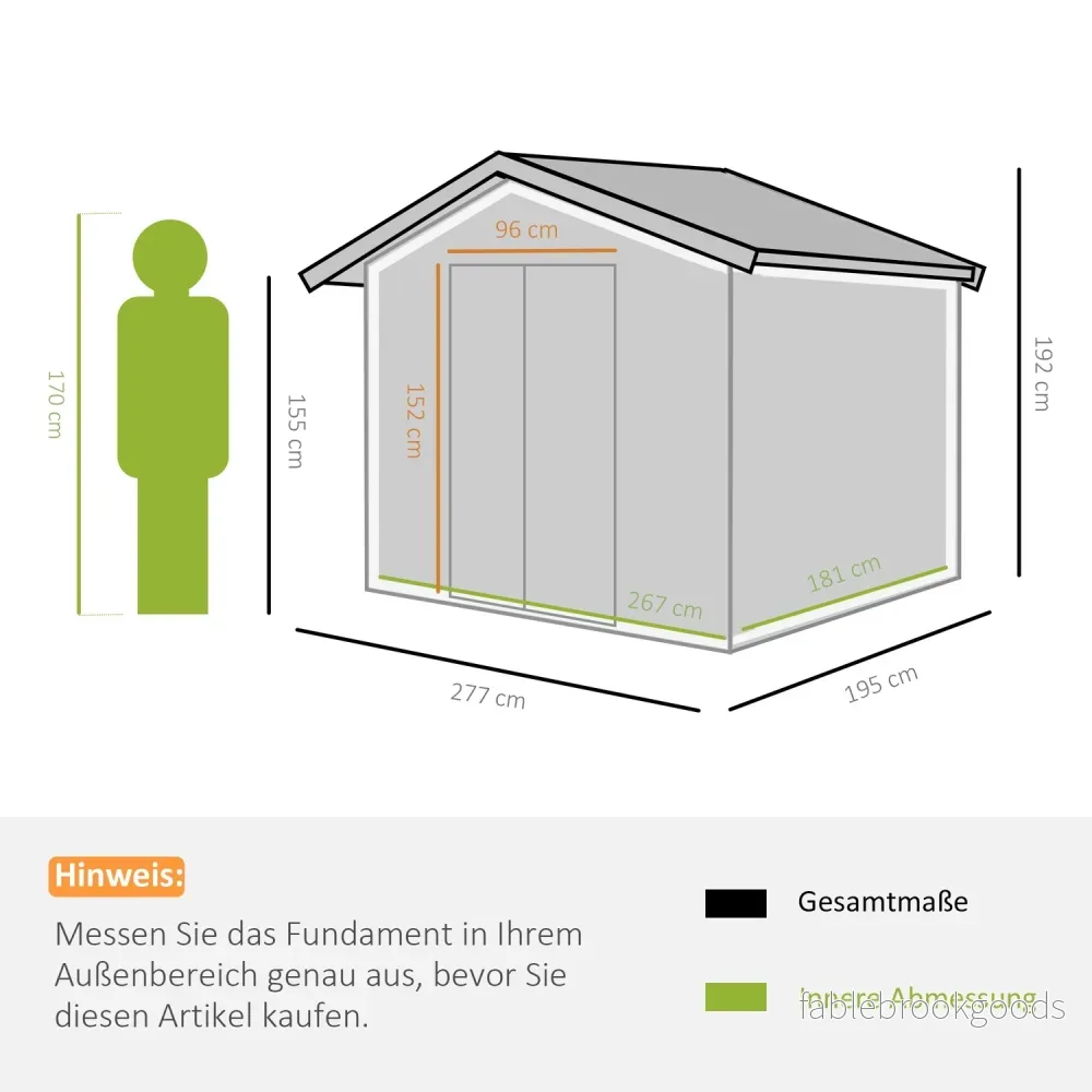 Väderbeständig metall trädgårdsskjul med foundation, gul - Bild 3