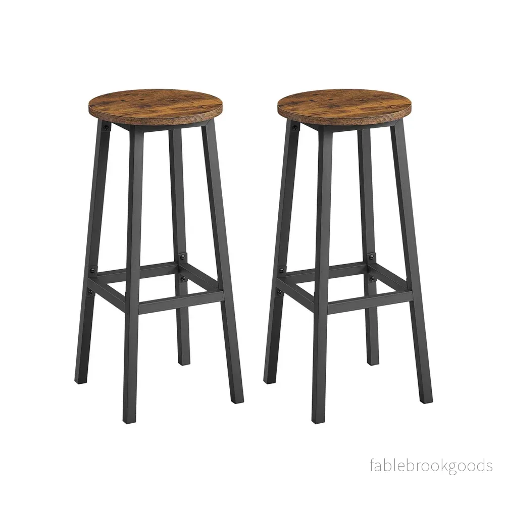 Barstol set om 2 med fotstöd – vintage brun-svart Barstol set om 2 med fotstöd – vintage brun-svart