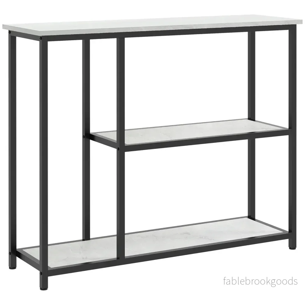Vitt konsolbord i stål – 2-nivåer, tippskydd – 100x30x80 cm Vitt konsolbord i stål – 2-nivåer, tippskydd – 100x30x80 cm