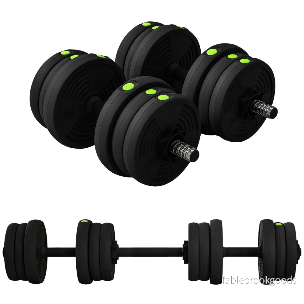 2-i-1 hantelset, skivstång och hantel, 20 kg, halkfri