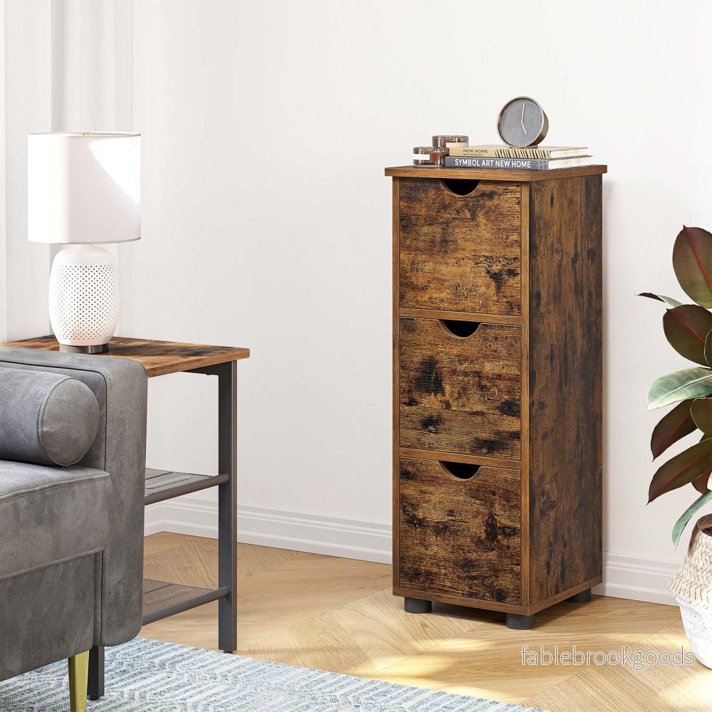 Badrumsskåp – 3 lådor – Vintage brun - Bild 3
