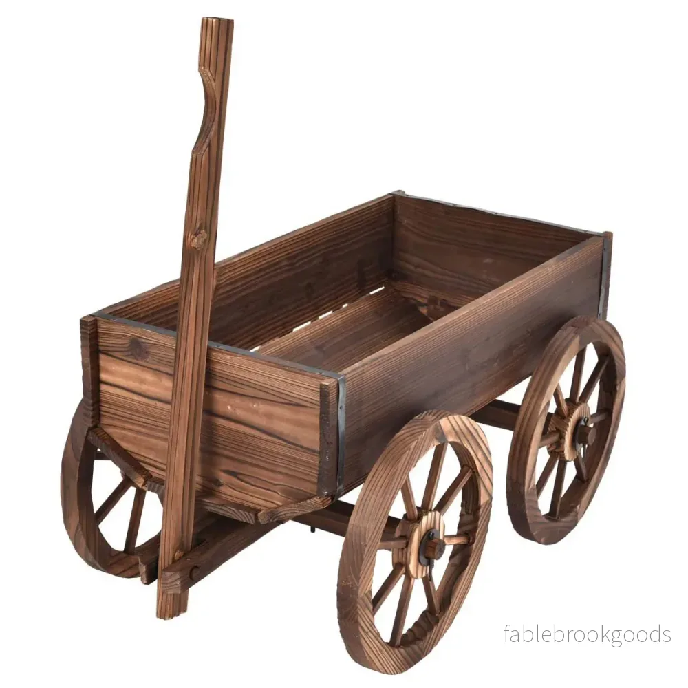 Blomstervagn – Träväxtvagn med hjul – 4 120 x 43 x 53,5 cm – Brun - Bild 2