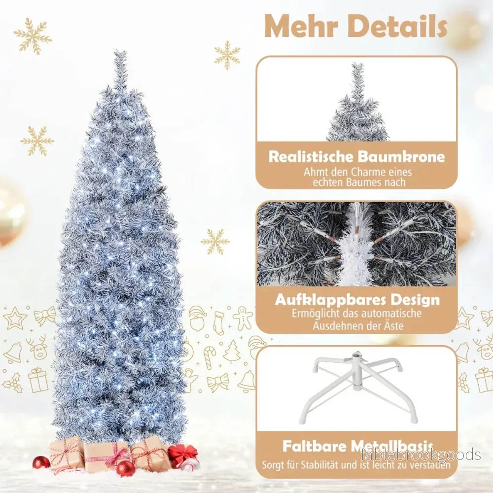 Konstgjord – penna julgran med kallvita lysdioder Slim White + Black – 250 180 cm – Svart och vit - Bild 3