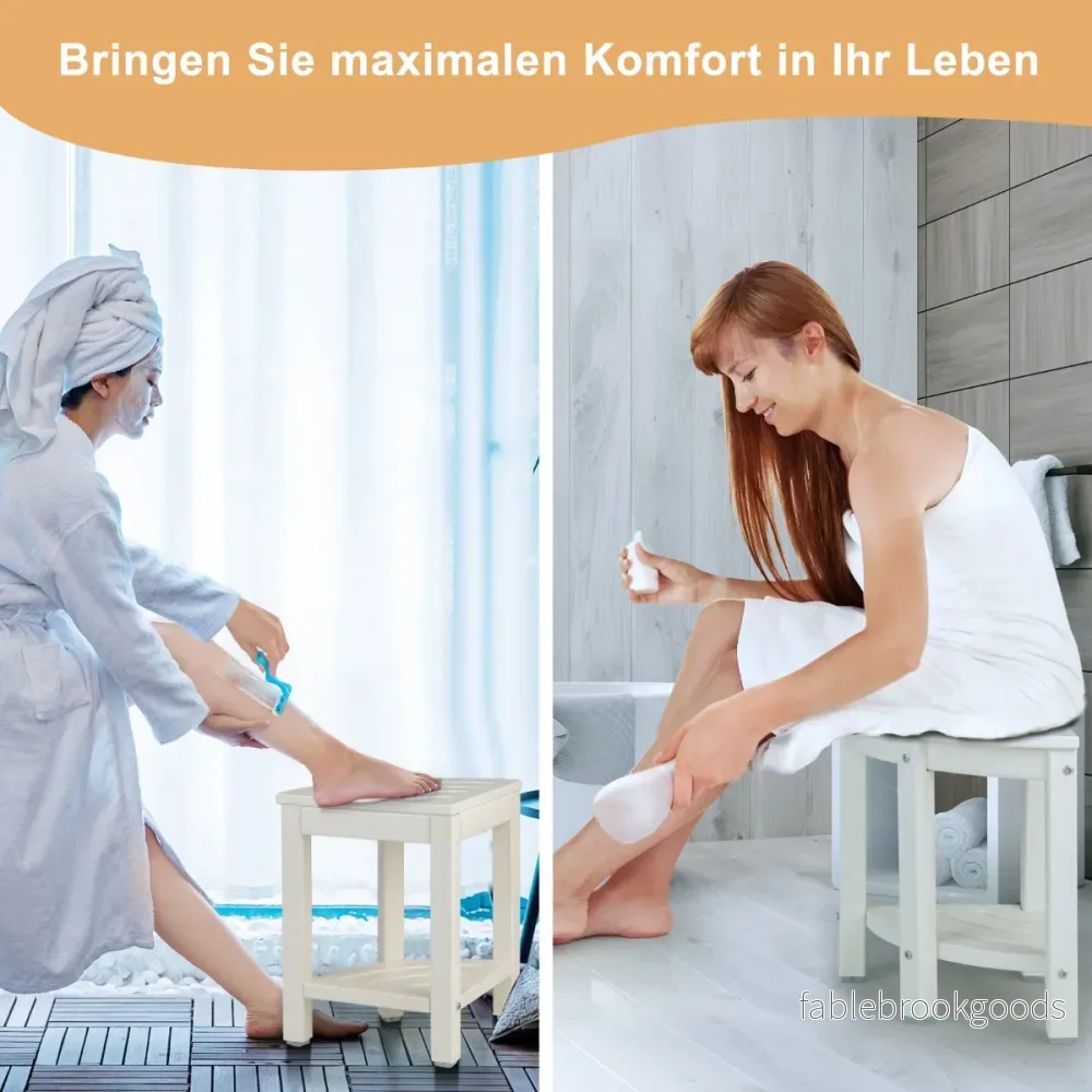 Duschbänk – med hylla Sits Hörnduschpall – 32,5 x 32,5 x 43,5 cm – Vit - Bild 3