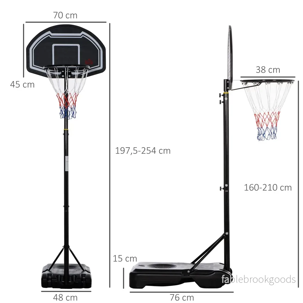 Justerbar basketkorg för utomhusbruk med hjul, 160-210 cm - Bild 3