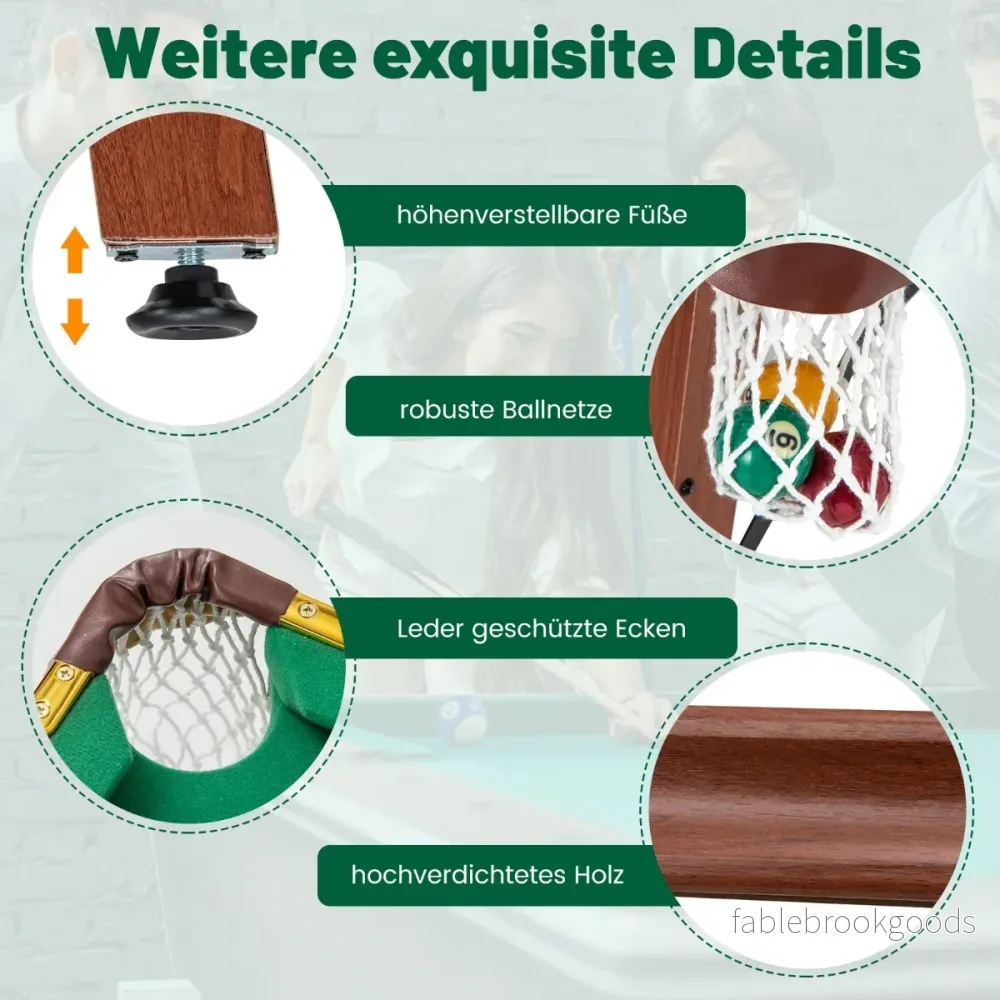 Biljardbord – hopfällbart inklusive kön krita – 2 16 2 138 x 67 x 79,5 cm – Grön - Bild 2