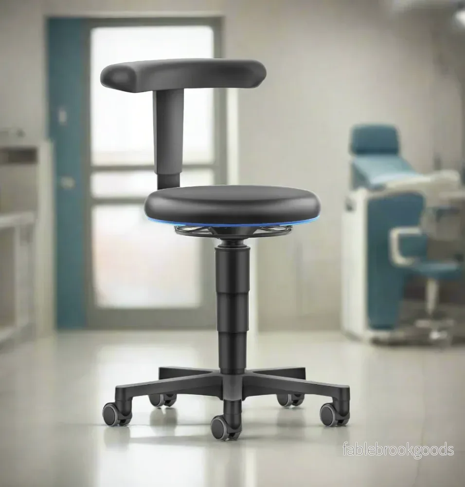 Stool - justebart ryggstöd, svart konstläder - Bild 2