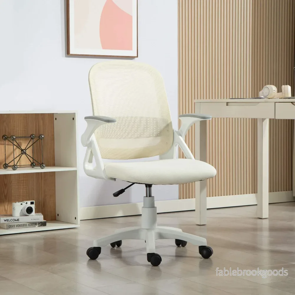 Ergonomisk kontorsstol i nät, uppfällbara armstöd, vit - Bild 2