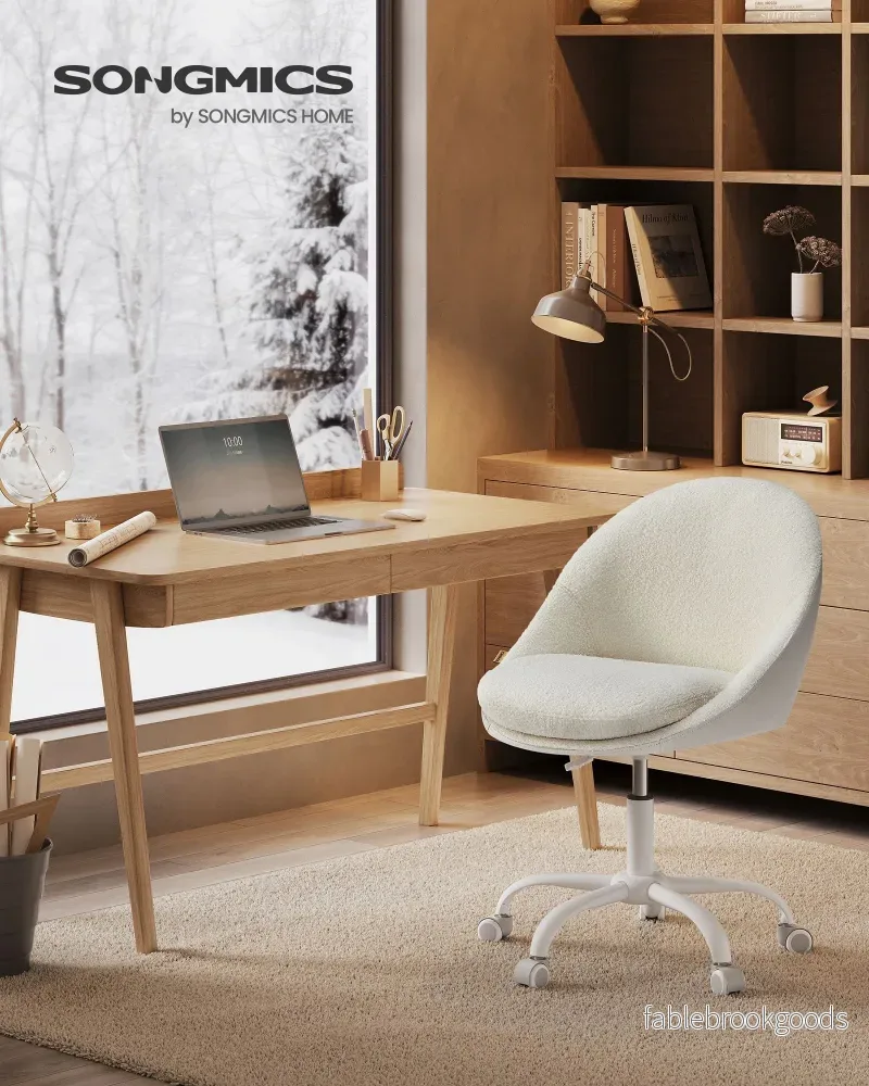 Kontorsstol – Höjdjusterbar – Sammet – Cappuccino Beige-Cloud White - Bild 2