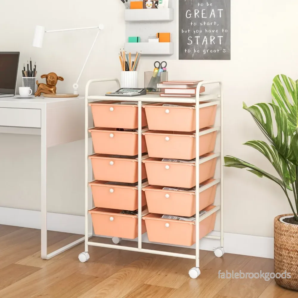 Rullvagn – med stapelbara lådor Lådvagn Rullcontainer Badrumsvagn – 10 – Ljusrosa - Bild 3