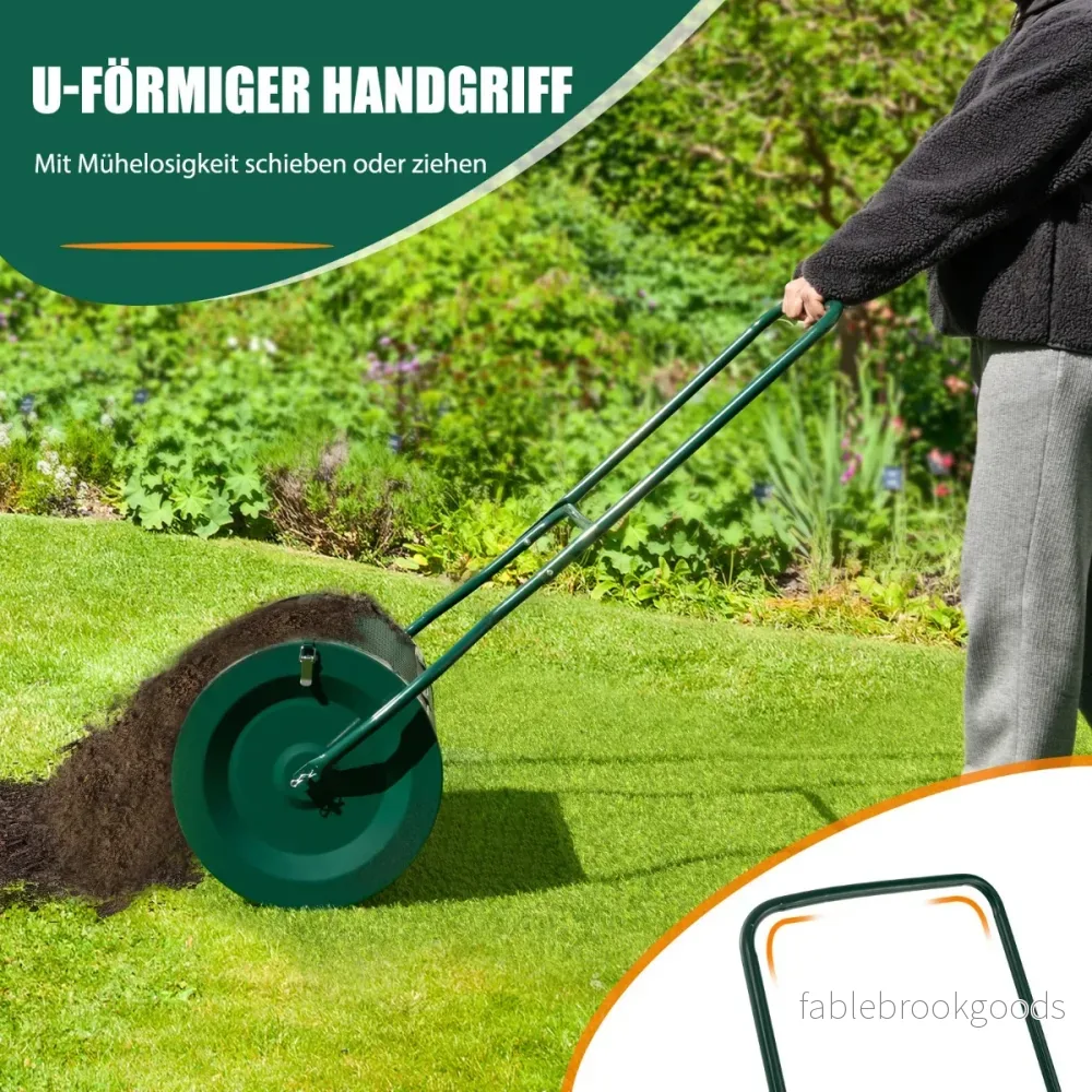 Hög – kompostspridare bred Torvspridare med förbättrat U format handtag – 39 cm 60,5 cm – Grön