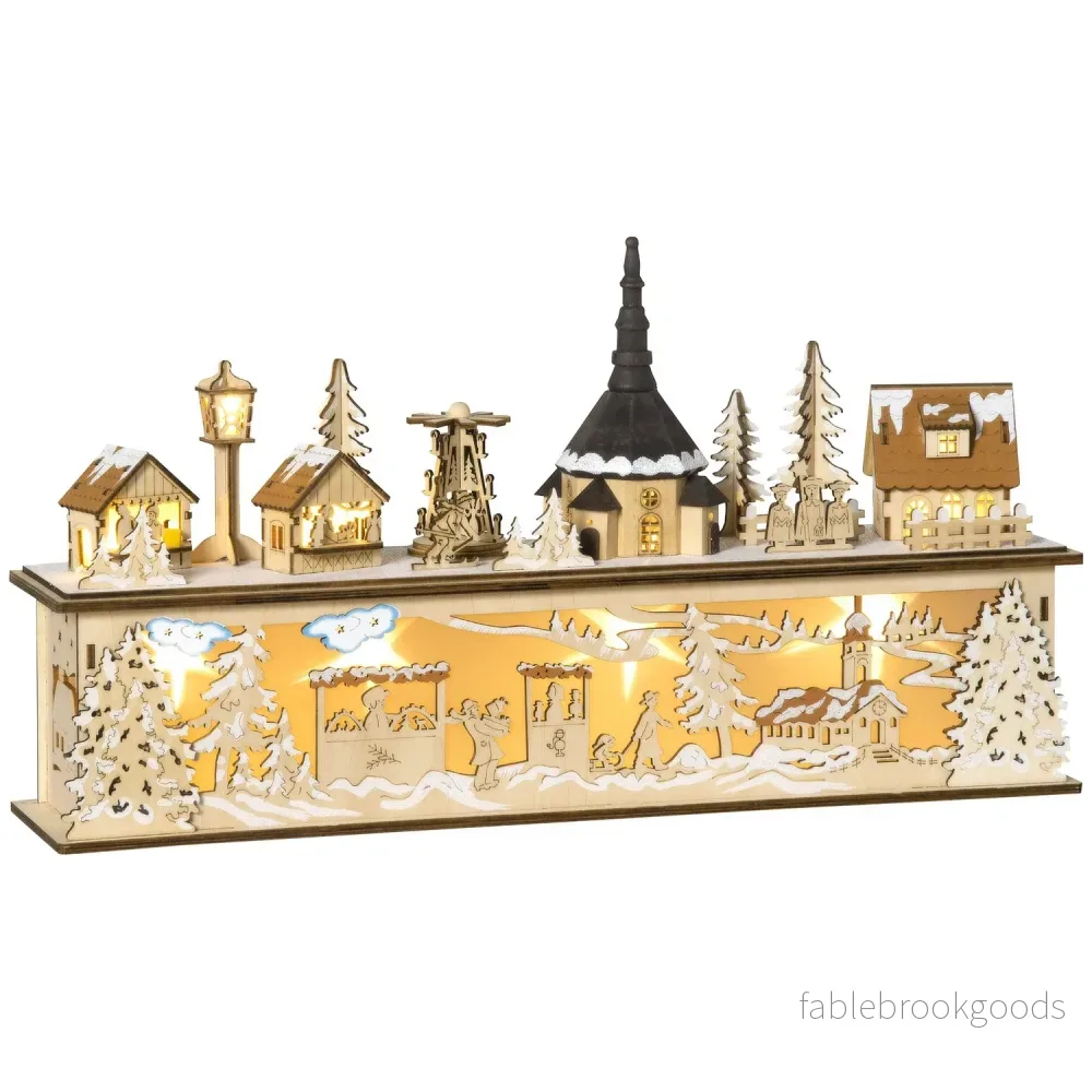 Julbydekoration, LED-upplyst vinterlandskap, 45x10x25 cm