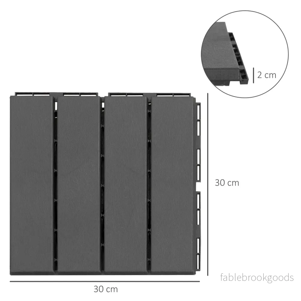 Svart Plast Balkong & Uteplats Klickplattor, Set om 9, 30x30 cm - Bild 3