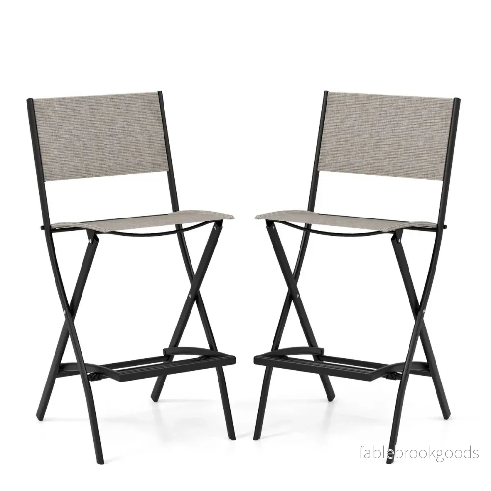 Set – med hopfällbara barstolar i mothöjd ryggstöd och andningsbart tygkaffe – 2 – Kaffe - Bild 2