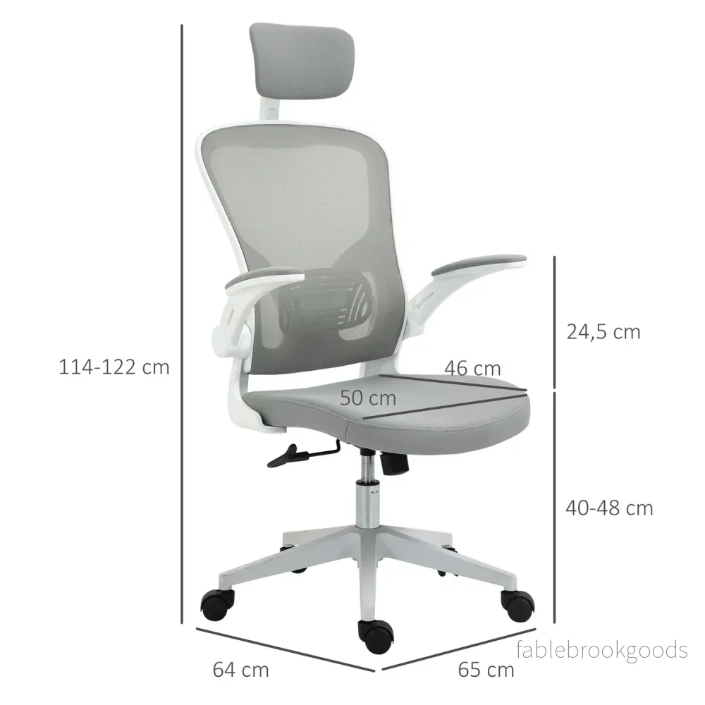 Ergonomisk kontorsstol, hög rygg med svankstöd, grå - Bild 3