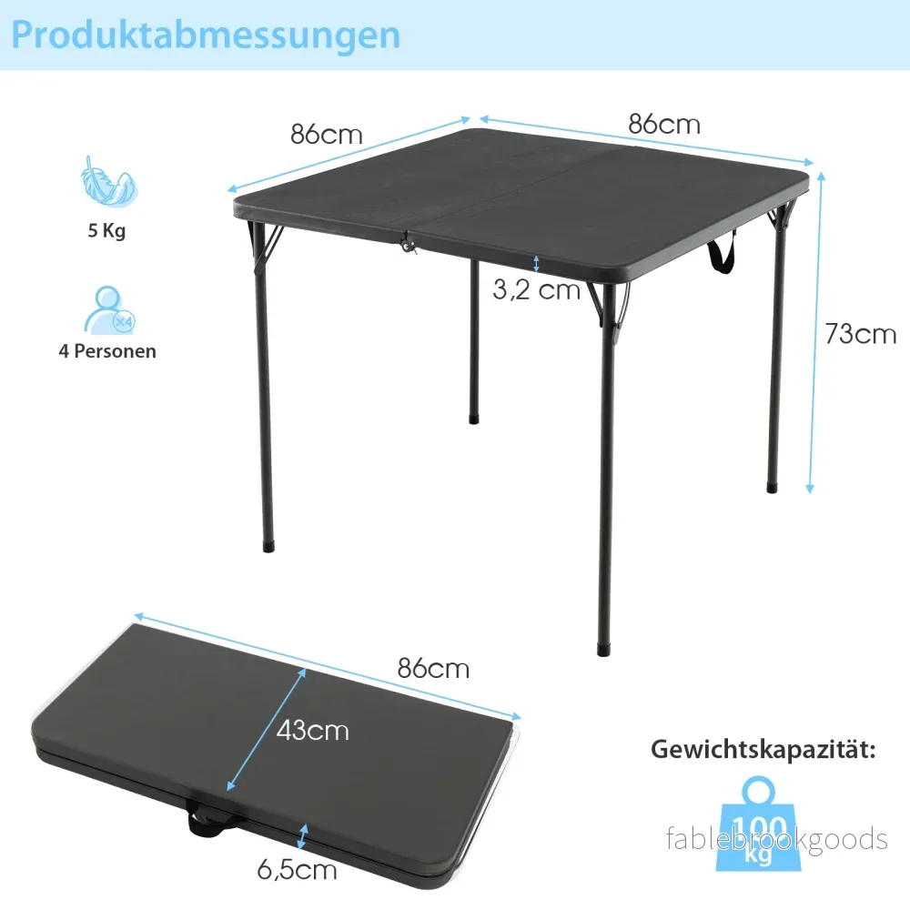 Fällbord – för camping bärbart picknick med handtag lätt matbord utomhusbruk – Grå - Bild 2