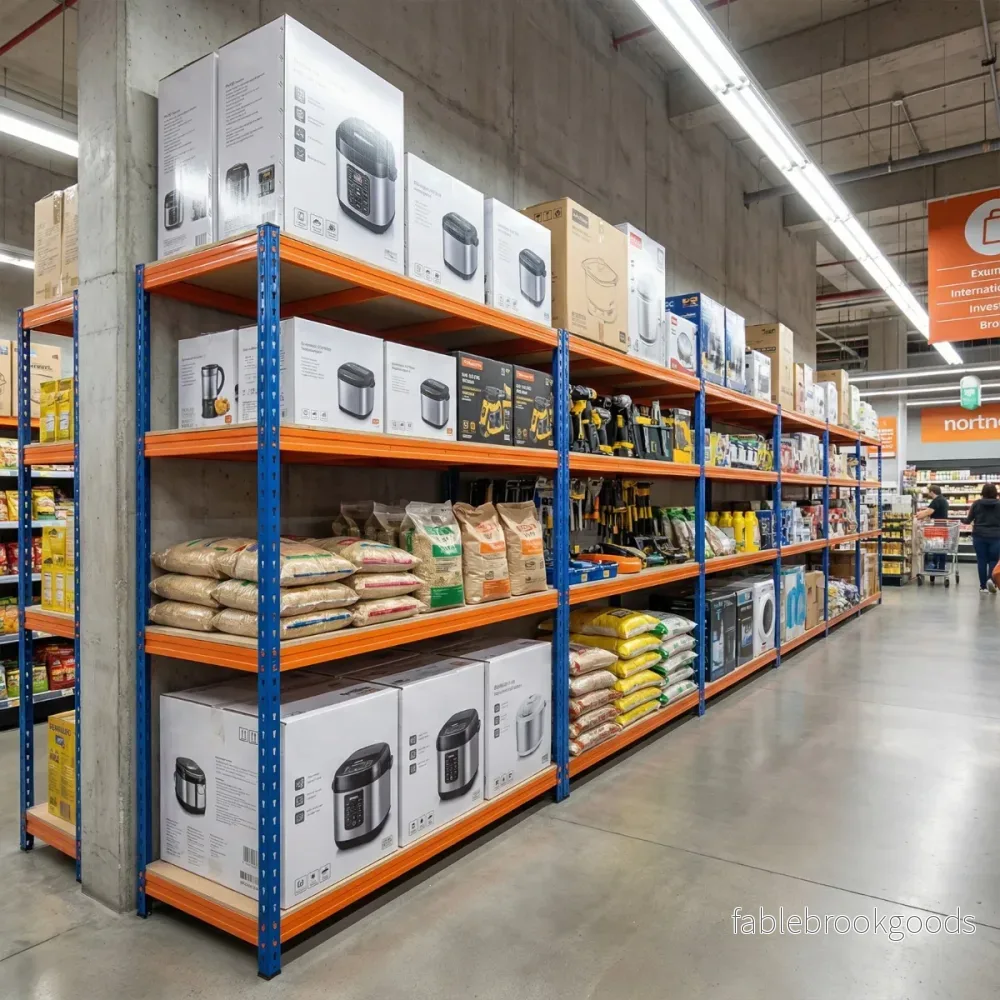 vånings – metallhylla med justerbara hyllplan Tunglastshylla Belastbar upp till – 4 2400 kg – Orange - Bild 3