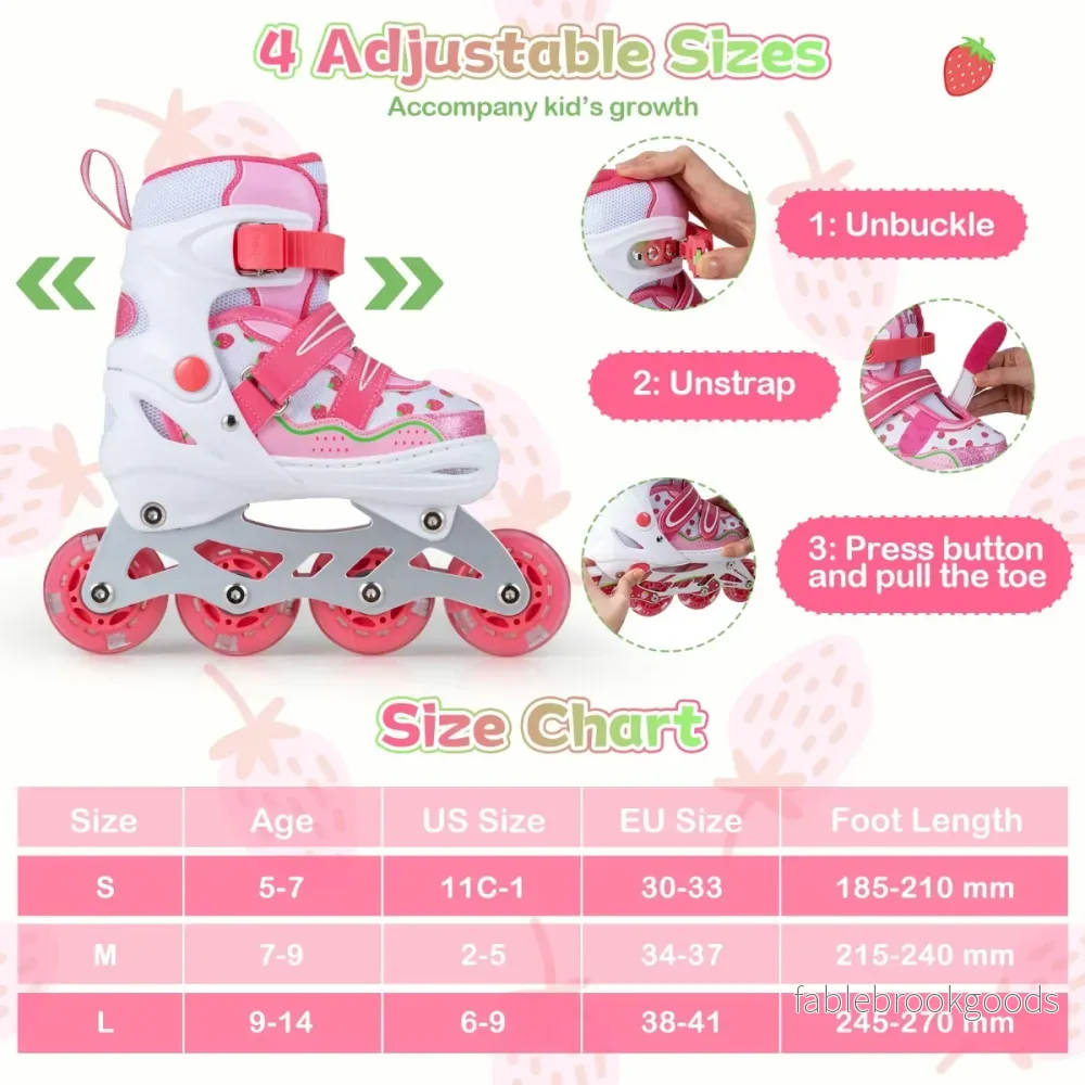 Inline – Skates barn storlekar justerbara med lysande hjul S – 4 – Rosa - Bild 2