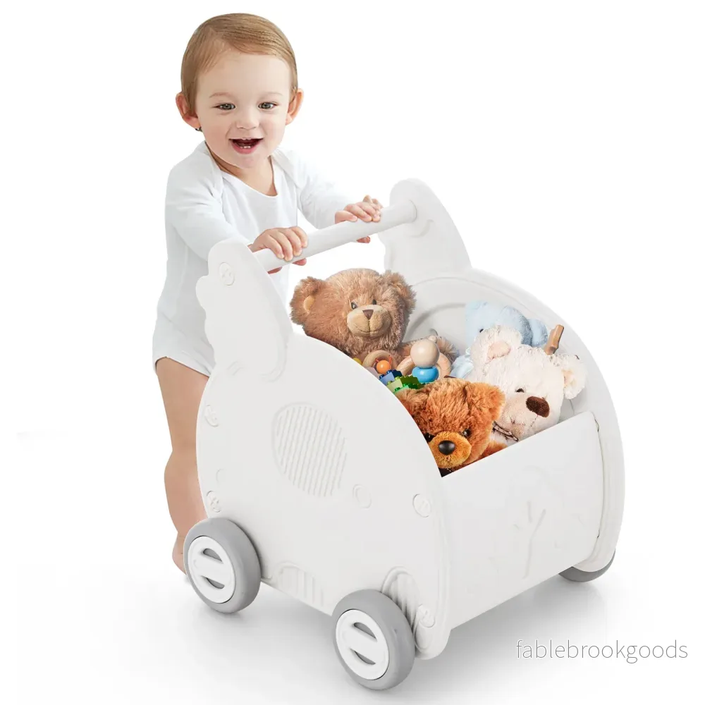 Baby – gåvagn hjälpmedel skjutleksak hjuls barnvagn i elefantform – 4 – Vit - Bild 3