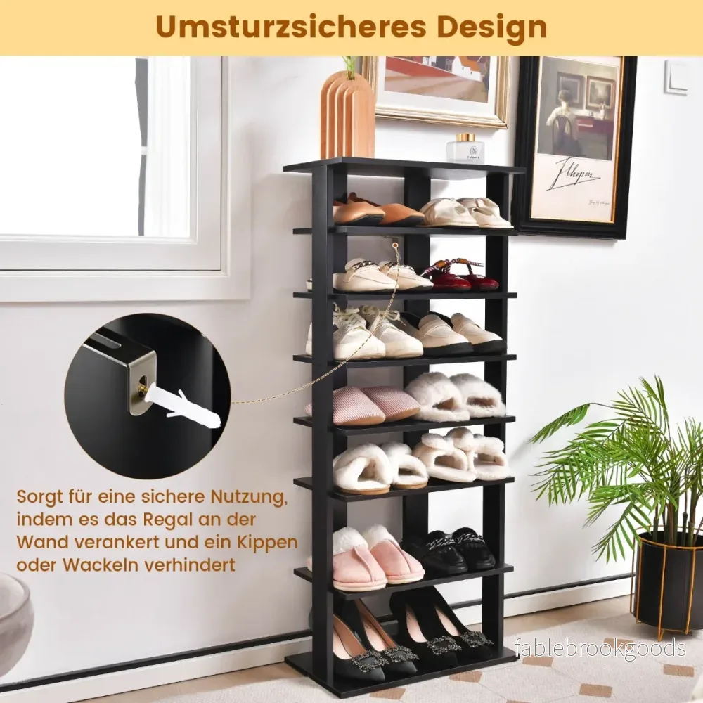 Höjdjusterbar – vånings skohylla i trä, fristående hörnhylla – 8 – Brun - Bild 2