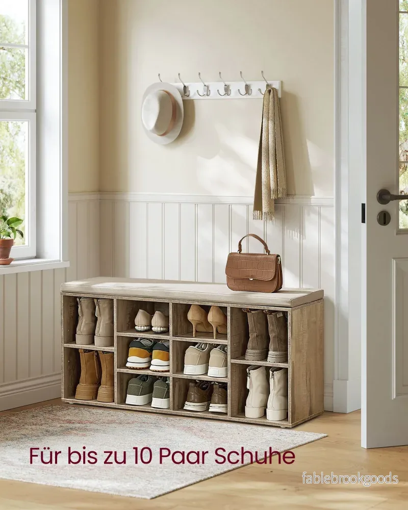 Skoställ med sits – 30 x 104 x 48 cm – kamelbrun - Bild 2