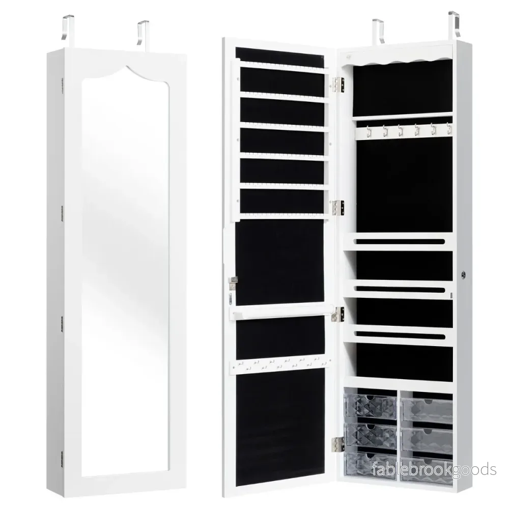 Smyckesskåp – Hängande Sipegelskåp med LED belysning – 36,5 x 11,5 x 120 cm – Vit - Bild 2