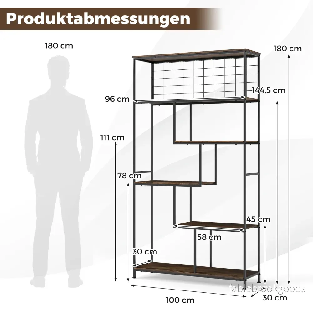 stegs – högt bokhylla fristående växtställ med metallnät geometrisk rustik brunt – 6 – Rustik brun - Bild 2