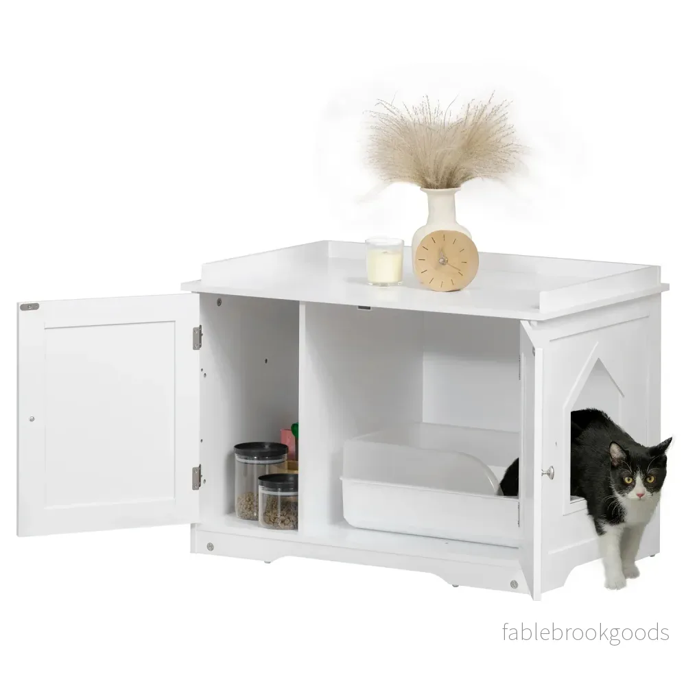 Vit kattsandskåp med justerbar avdelare 86cm Vit kattsandskåp med justerbar avdelare 86cm
