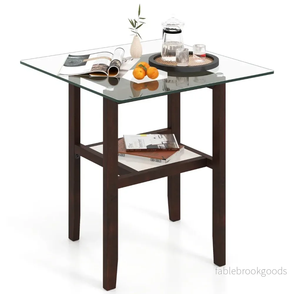 Lång – och bred sidobord i glas, vånings med avlastningsyta – 2 61 cm – Brun