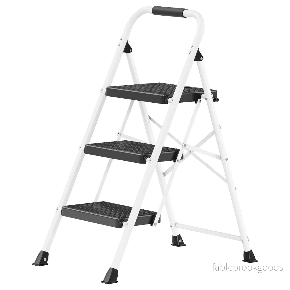 Opvouwbare Trapladder – 3 Treden – Staal – Draagvermogen tot 150 kg – Wit