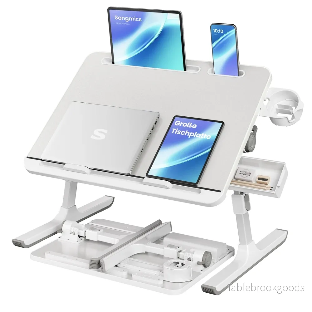 Laptoptafel – 56 x 40 cm – Kantelbaar – Met Bekerhouder – Grijs Laptoptafel – 56 x 40 cm – Kantelbaar – Met Bekerhouder – Grijs