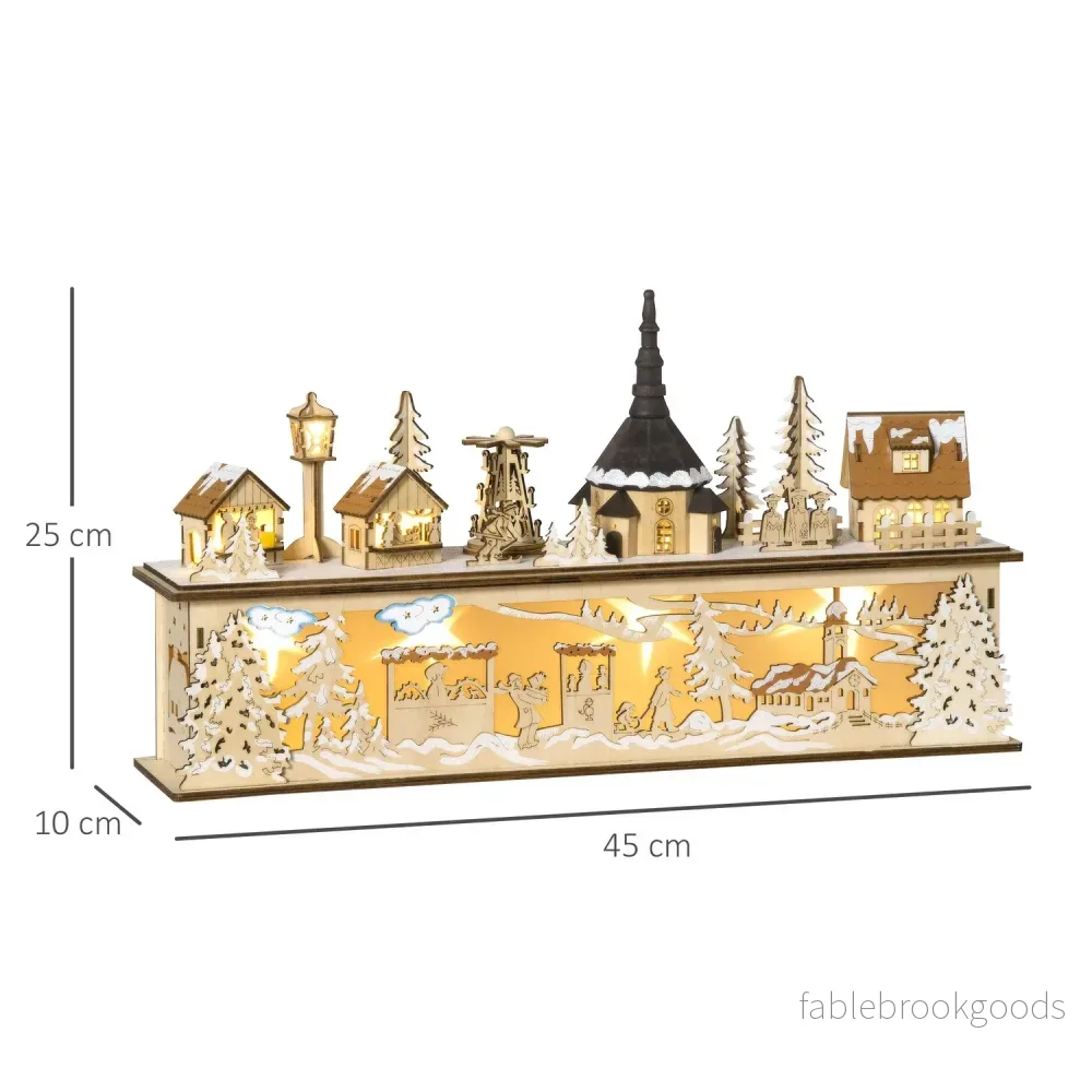 Julbydekoration, LED-upplyst vinterlandskap, 45x10x25 cm - Bild 3