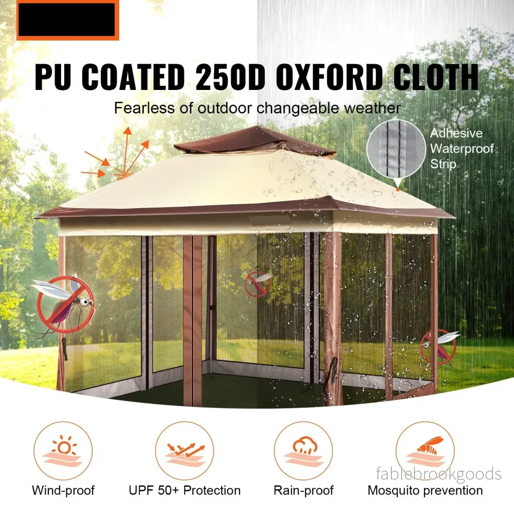 Bärbar Pop-Up Paviljong med Myggnät 3.3x3.3m - Bild 3