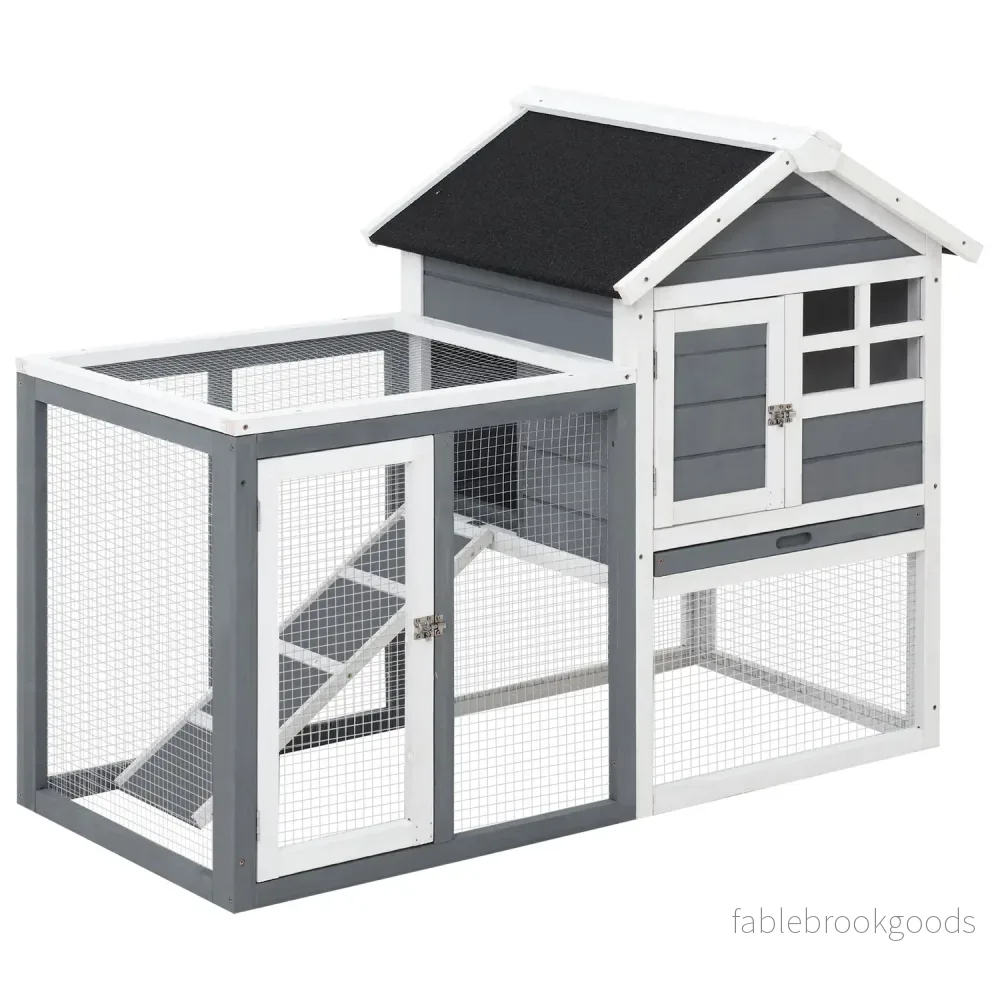 Liten djurhydda med avtagbar bricka och ramp, 122x62x92cm