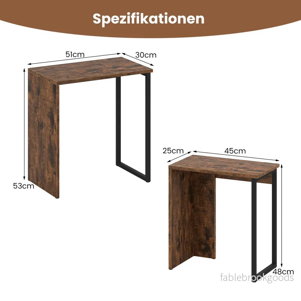 pack – soffbord sidobord i konstträ vardagsrumsbord nattduksbord rustik brunt – 2 – Brun - Bild 2