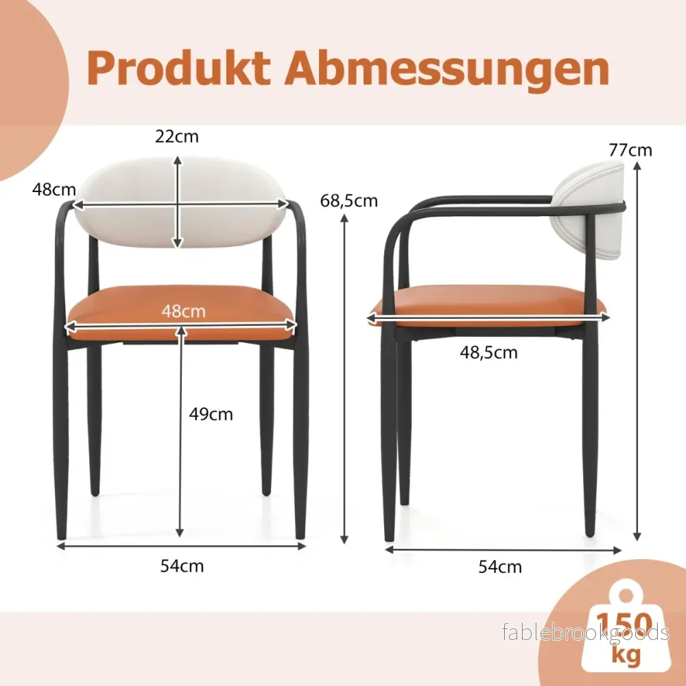 pack – matstolar med vadderad sits och ryggstöd, stoppade köksstolar – 2 – Orange - Bild 2