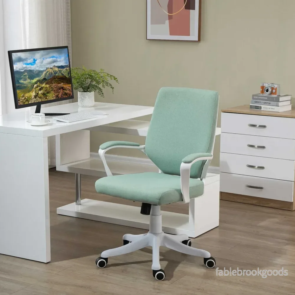 Ergonomisk grön & vit kontorsstol, vippfunktion, 360° vridbar - Bild 2
