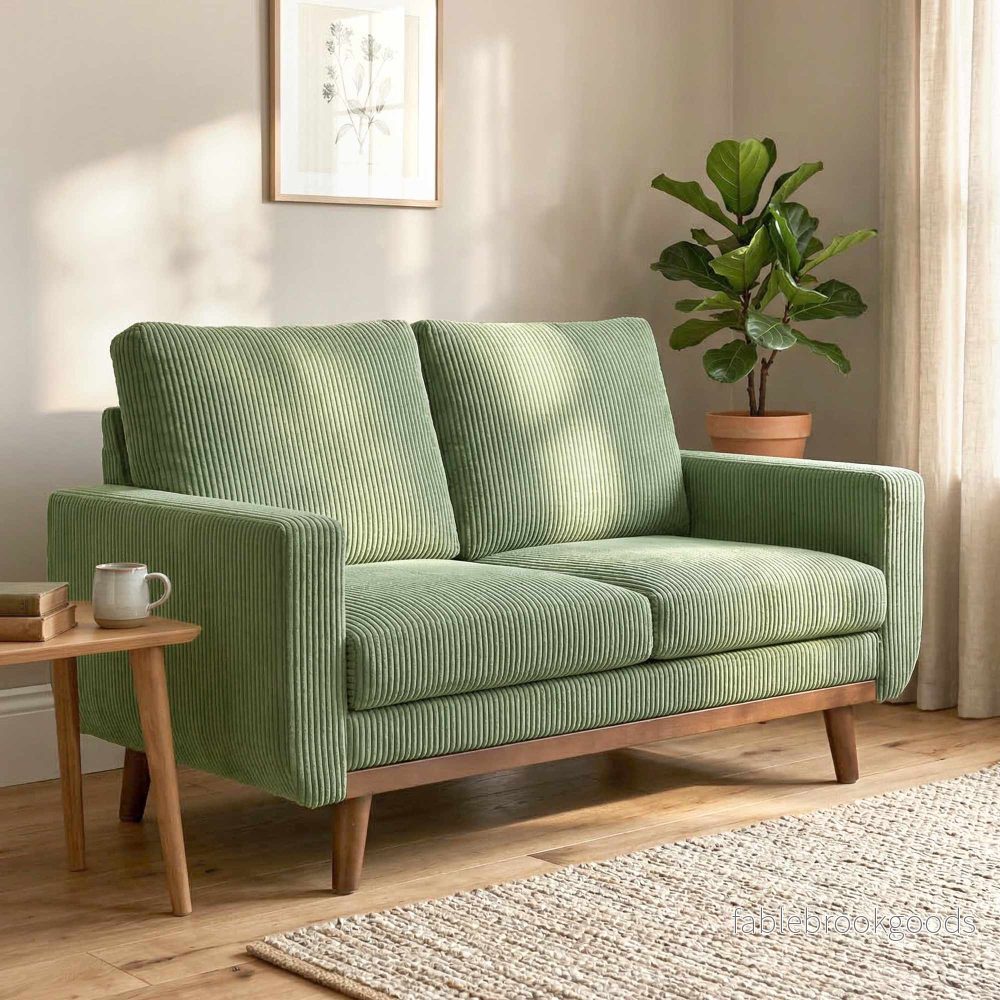 Grön sladdsoffa med 2 säten, 134 cm med pocketfjädrar - Bild 2