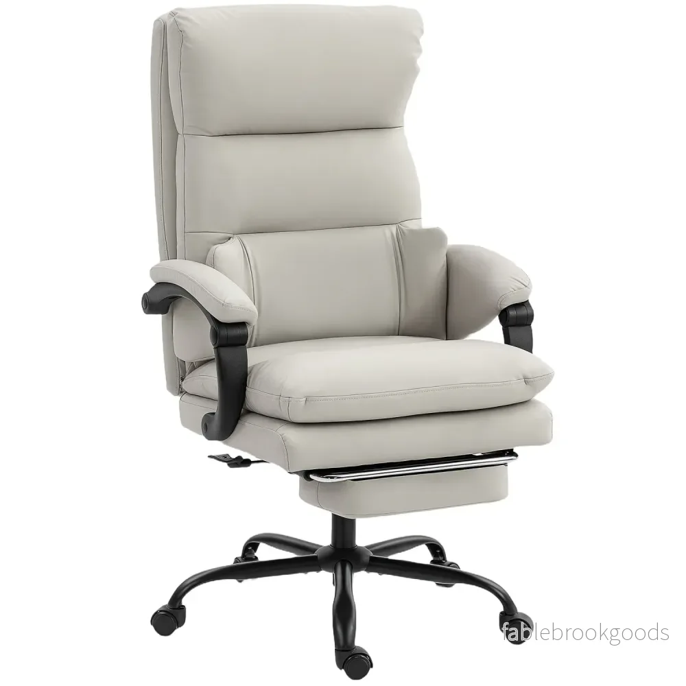 Ergonomisk kontorsstol, justerbar, svankstöd, ljusgrå