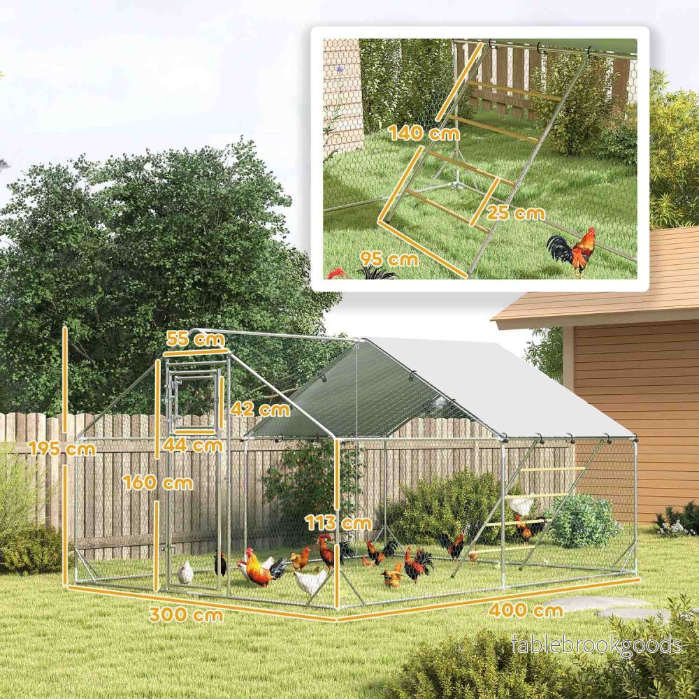 Chicken Coop stålkapsling, 300x200x195 cm, UV-överdrag - Bild 3