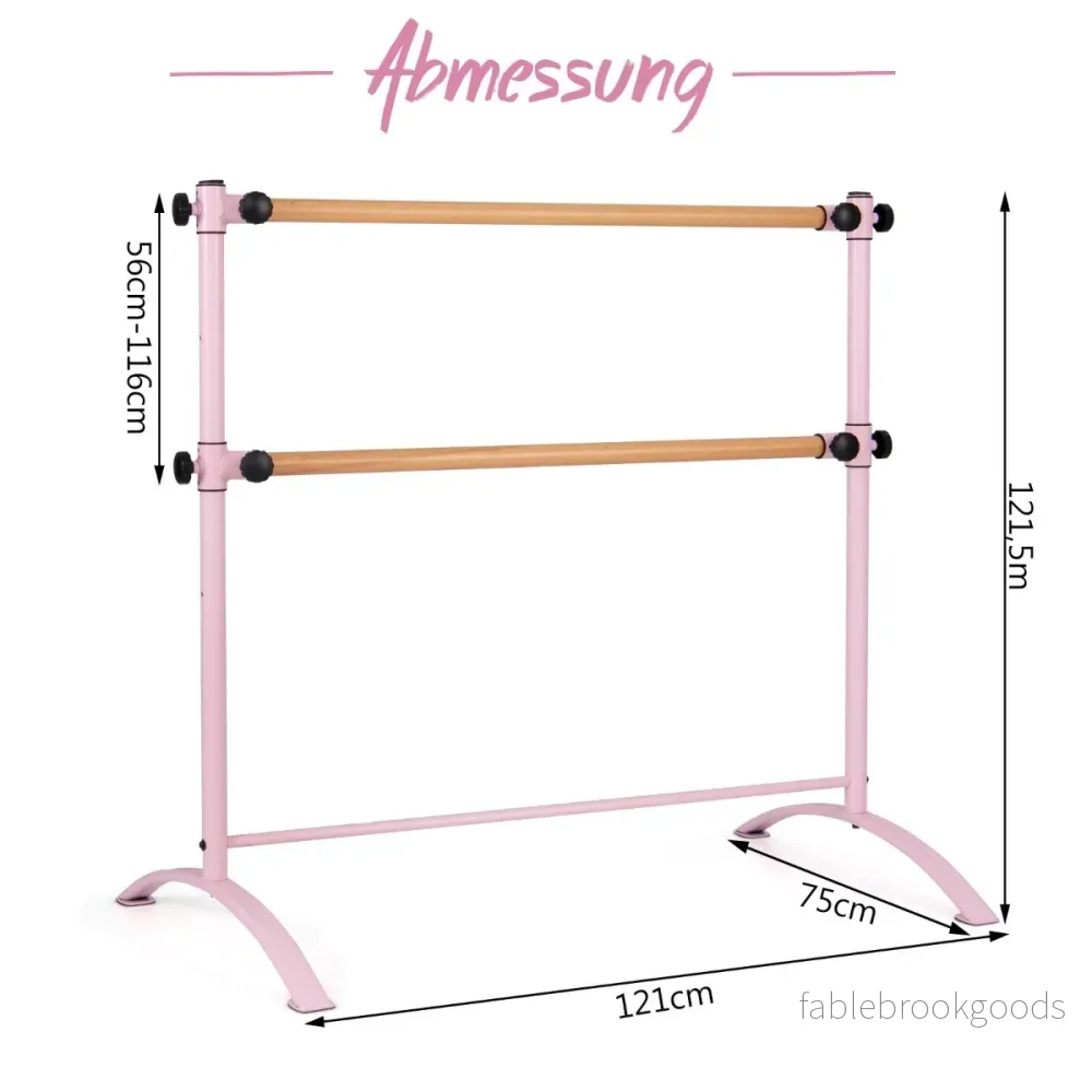 Fristående – balettstång Ballet Bar steg höj och sänkbar med trästänger – 4 2 120 cm – Rosa - Bild 2