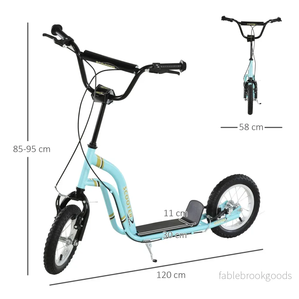 Barnskoter från 5 år, sparkscooter, stadsskoter för barn, aluminium, 120 x 58 x 85-95 cm, ljusblå - Bild 2