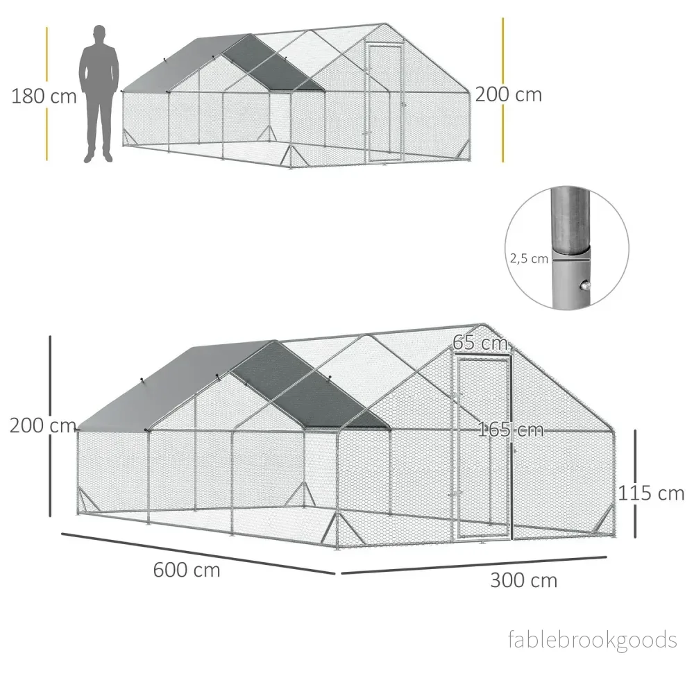 Utomhus XXL hönshus, 3x6x2m, rymmer 12-18 fåglar - Bild 3